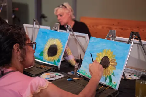 Painting Sunflower Field at Wild Yarrow Brewing, June 2025