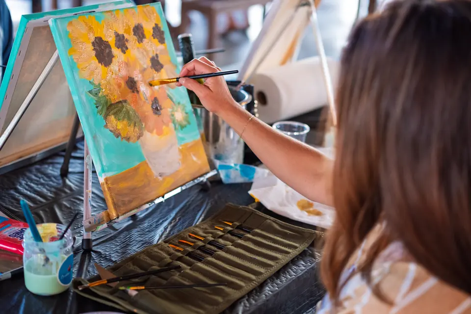 Photo 34 of 55, painting Van Gogh Sunflowers at BridgeWay Brewing Co.