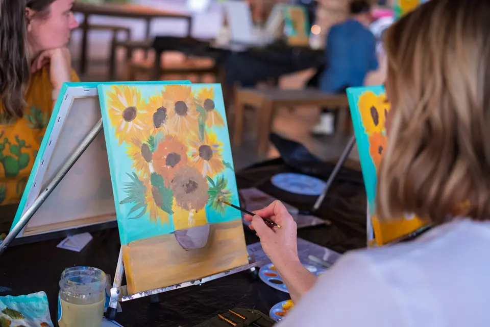 Photo 42 of 55, painting Van Gogh Sunflowers at BridgeWay Brewing Co.