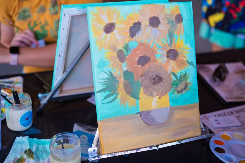 Photo 45 of 55, painting Van Gogh Sunflowers at BridgeWay Brewing Co.