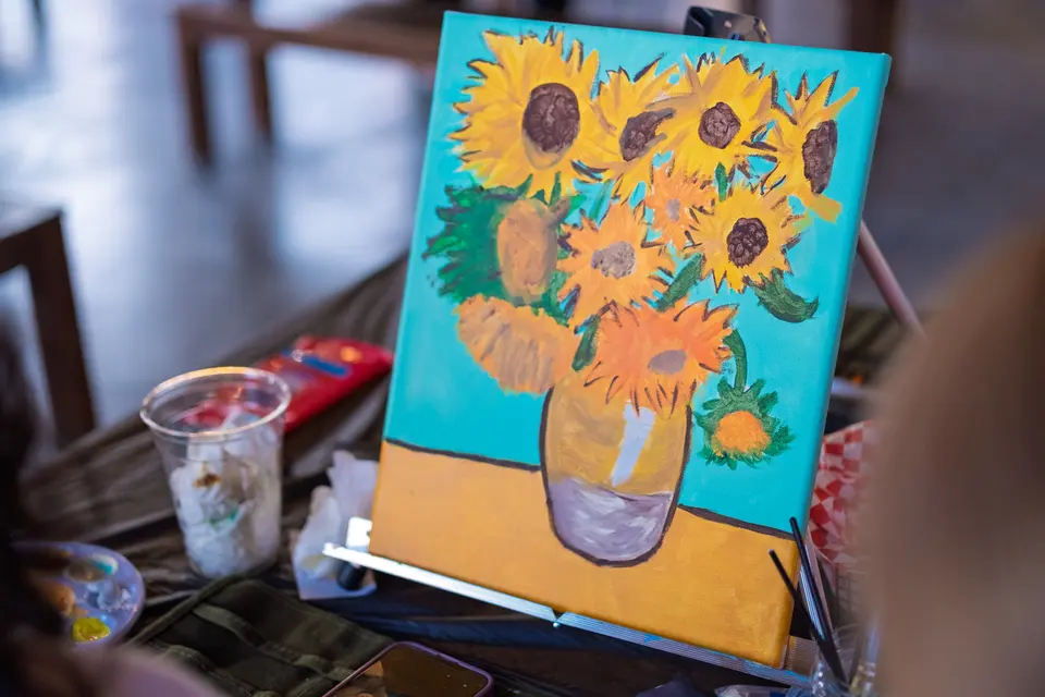 Photo 47 of 55, painting Van Gogh Sunflowers at BridgeWay Brewing Co.
