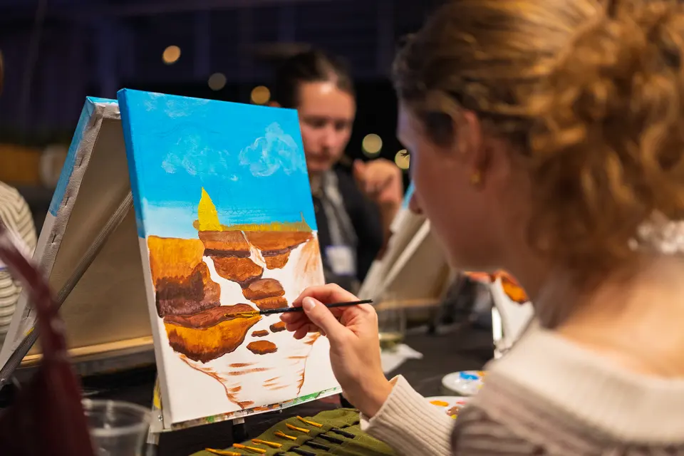 Photo 36 of 88, painting Fall at the Falls at Gather GVL