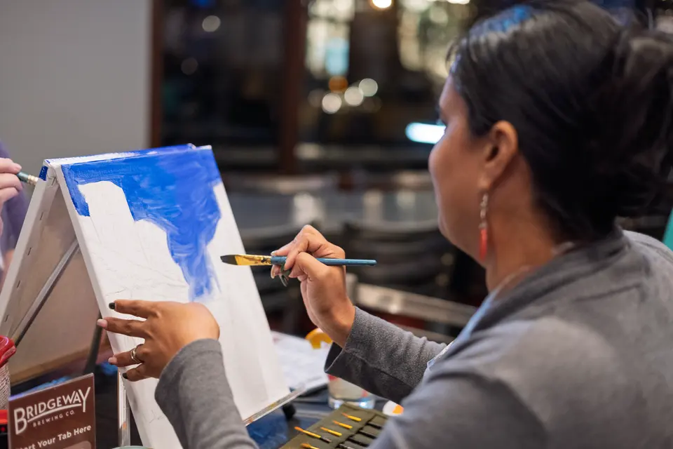 Photo 3 of 62, painting Holiday Cafe Terrace at Night at BridgeWay Brewing Co.