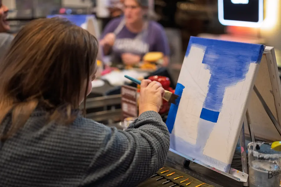 Photo 6 of 62, painting Holiday Cafe Terrace at Night at BridgeWay Brewing Co.