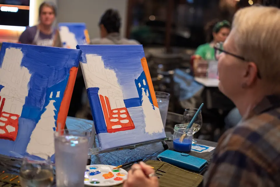 Photo 15 of 62, painting Holiday Cafe Terrace at Night at BridgeWay Brewing Co.