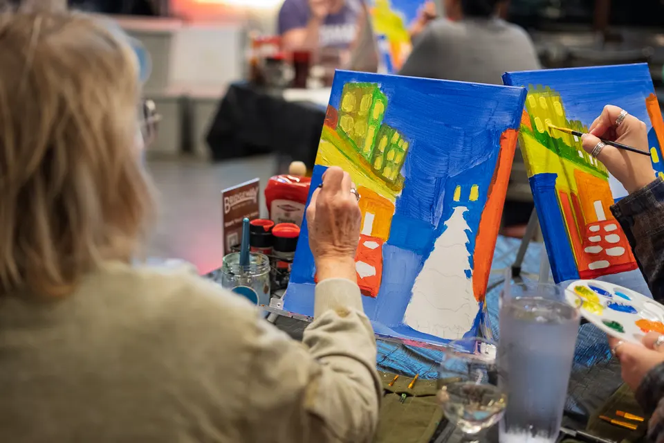 Photo 25 of 62, painting Holiday Cafe Terrace at Night at BridgeWay Brewing Co.