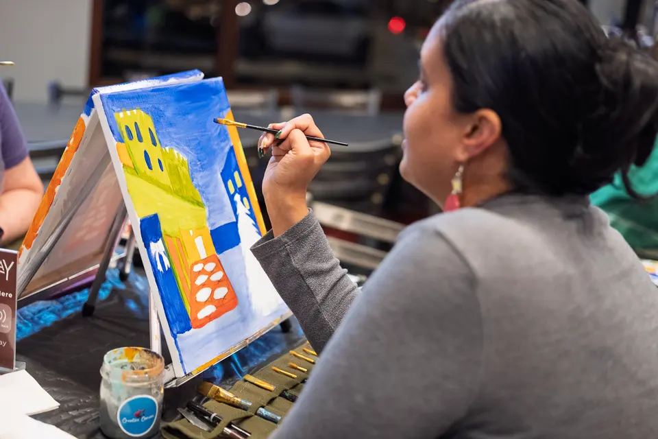 Photo 27 of 62, painting Holiday Cafe Terrace at Night at BridgeWay Brewing Co.