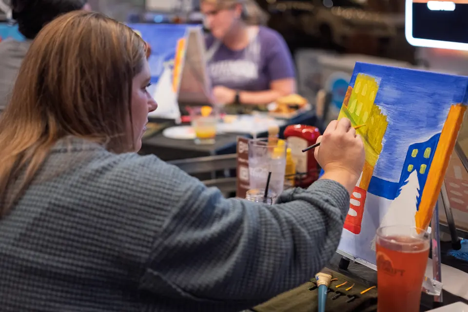 Photo 28 of 62, painting Holiday Cafe Terrace at Night at BridgeWay Brewing Co.