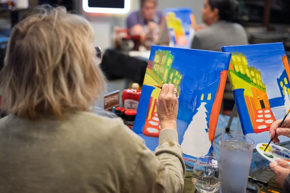 Photo 33 of 62, painting Holiday Cafe Terrace at Night at BridgeWay Brewing Co.