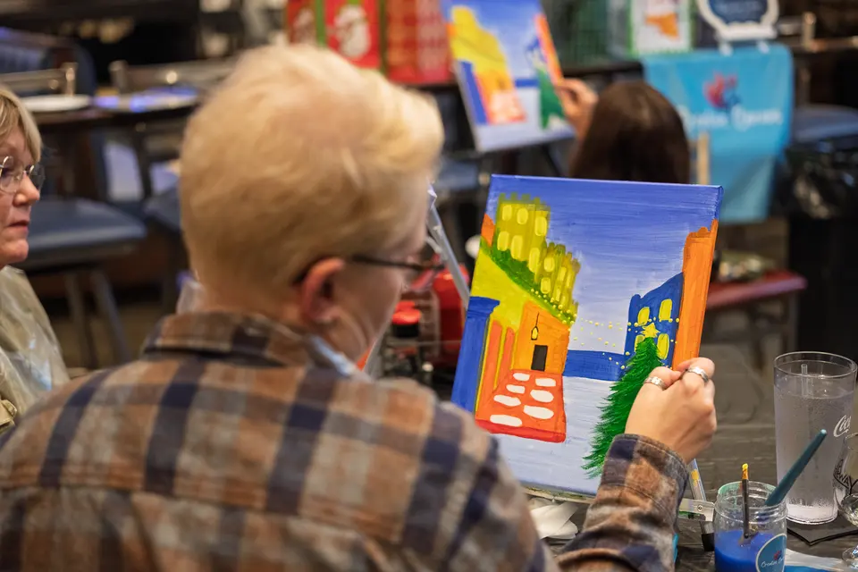 Photo 37 of 62, painting Holiday Cafe Terrace at Night at BridgeWay Brewing Co.