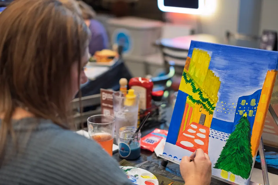 Photo 43 of 62, painting Holiday Cafe Terrace at Night at BridgeWay Brewing Co.