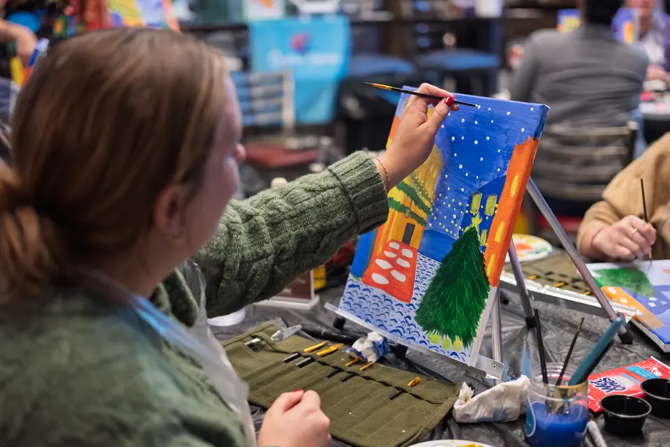 Photo 49 of 62, painting Holiday Cafe Terrace at Night at BridgeWay Brewing Co.
