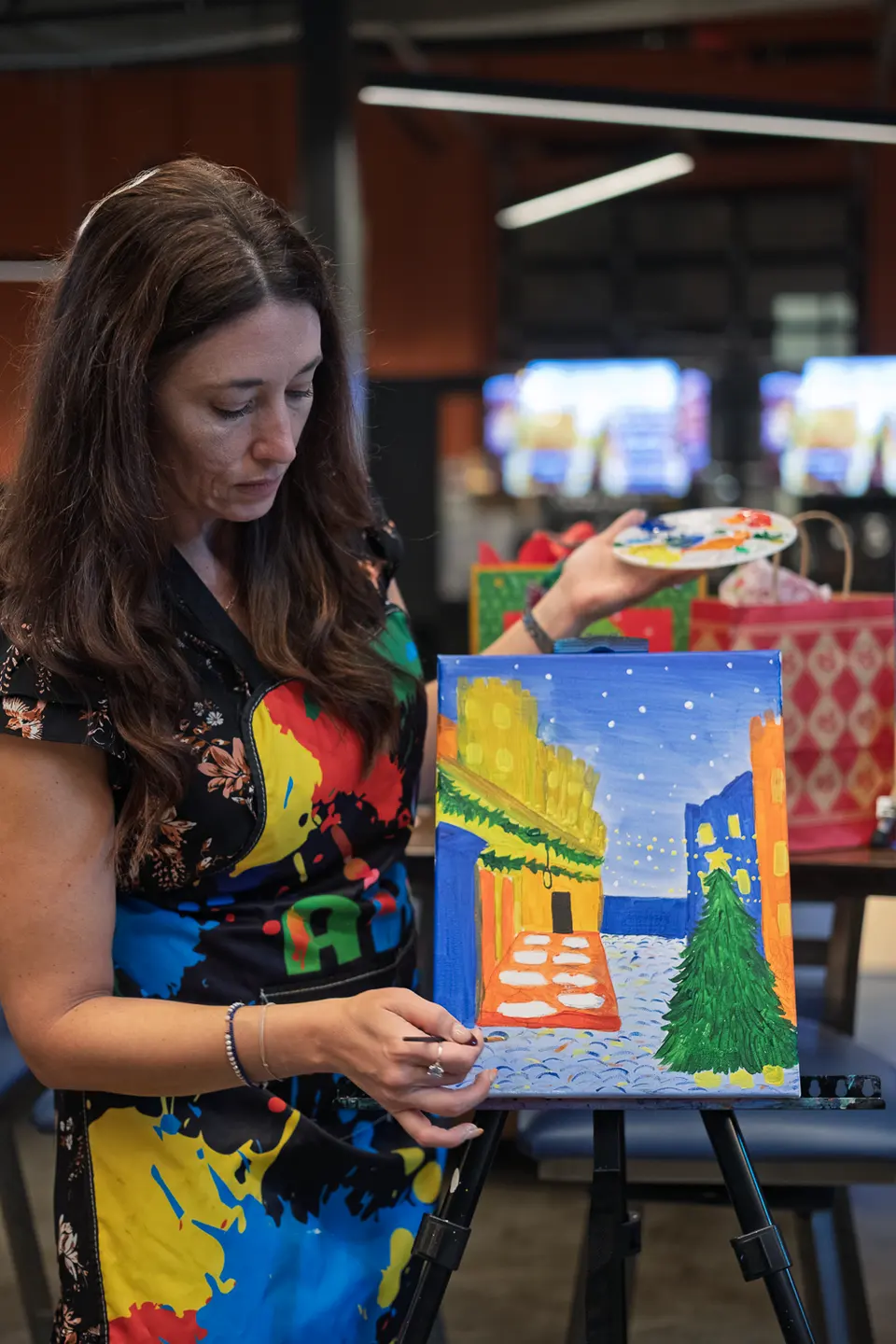 Photo 55 of 62, painting Holiday Cafe Terrace at Night at BridgeWay Brewing Co.