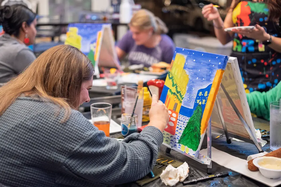 Photo 56 of 62, painting Holiday Cafe Terrace at Night at BridgeWay Brewing Co.