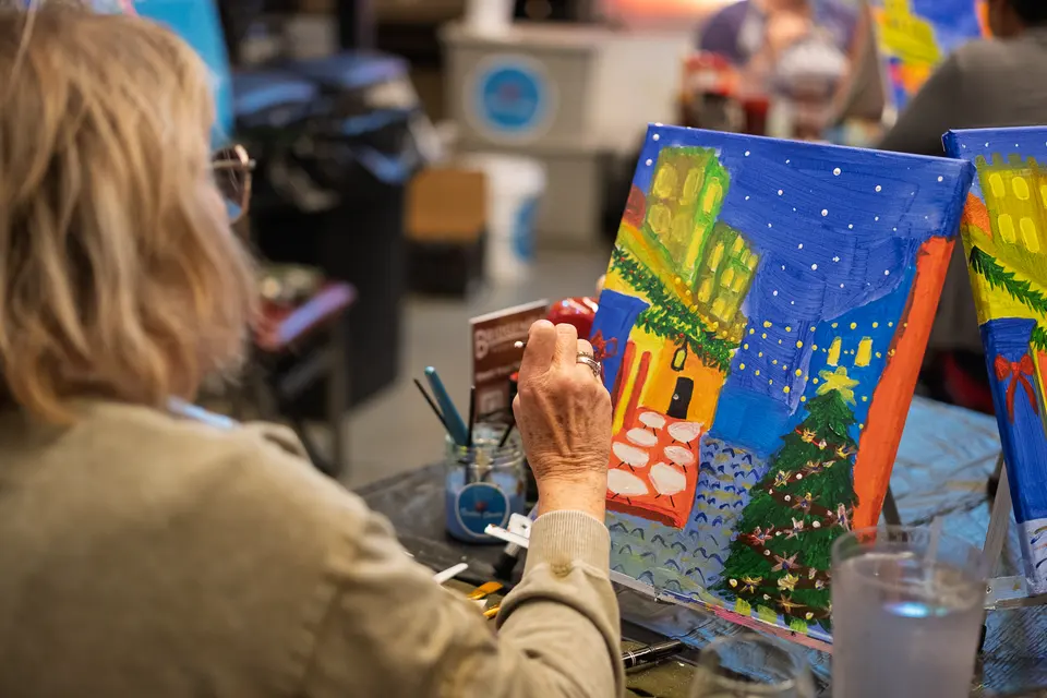 Photo 61 of 62, painting Holiday Cafe Terrace at Night at BridgeWay Brewing Co.