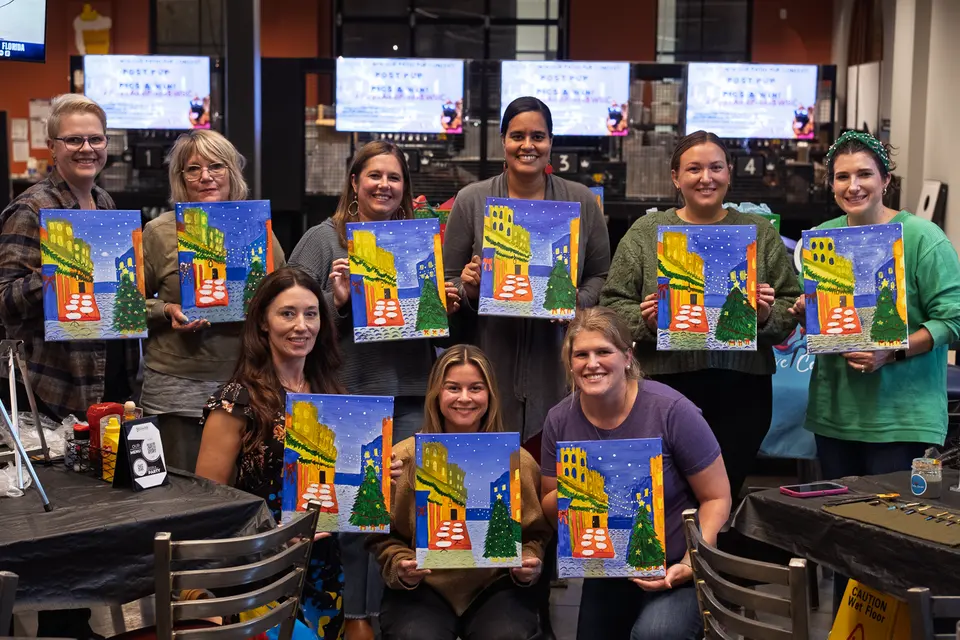Photo 62 of 62, painting Holiday Cafe Terrace at Night at BridgeWay Brewing Co.