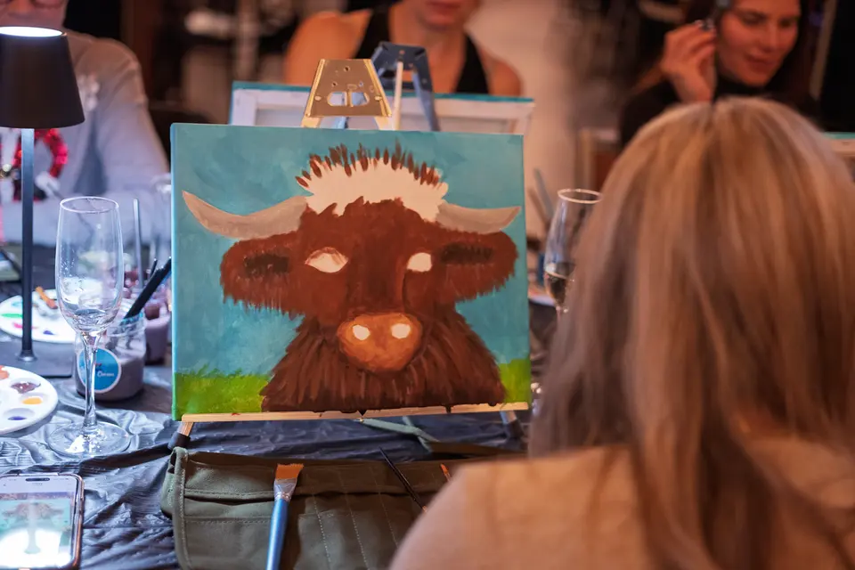 Photo 44 of 93, painting Highland Bull at Stubborn Mule Restaurant & Brewery