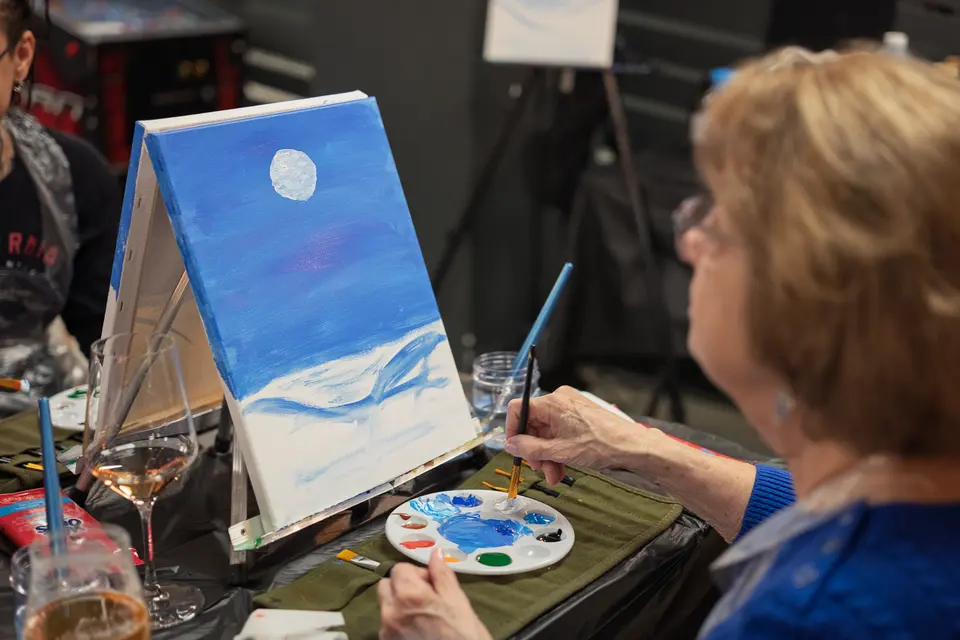 Photo 19 of 81, painting Snowman at Night at Greenville Beer Exchange