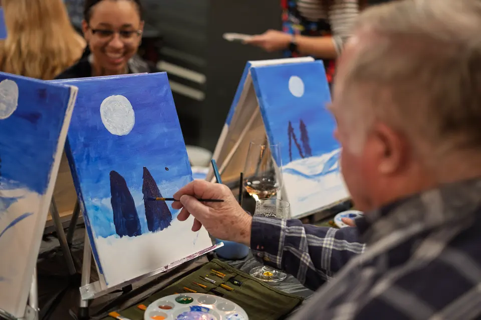 Photo 27 of 81, painting Snowman at Night at Greenville Beer Exchange