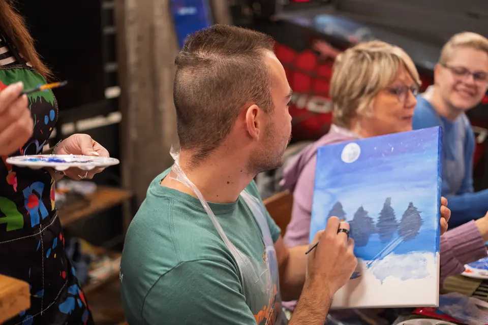 Photo 30 of 81, painting Snowman at Night at Greenville Beer Exchange