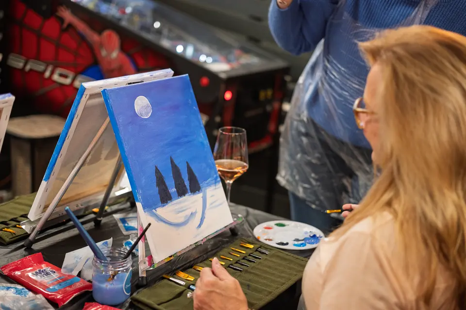 Photo 31 of 81, painting Snowman at Night at Greenville Beer Exchange