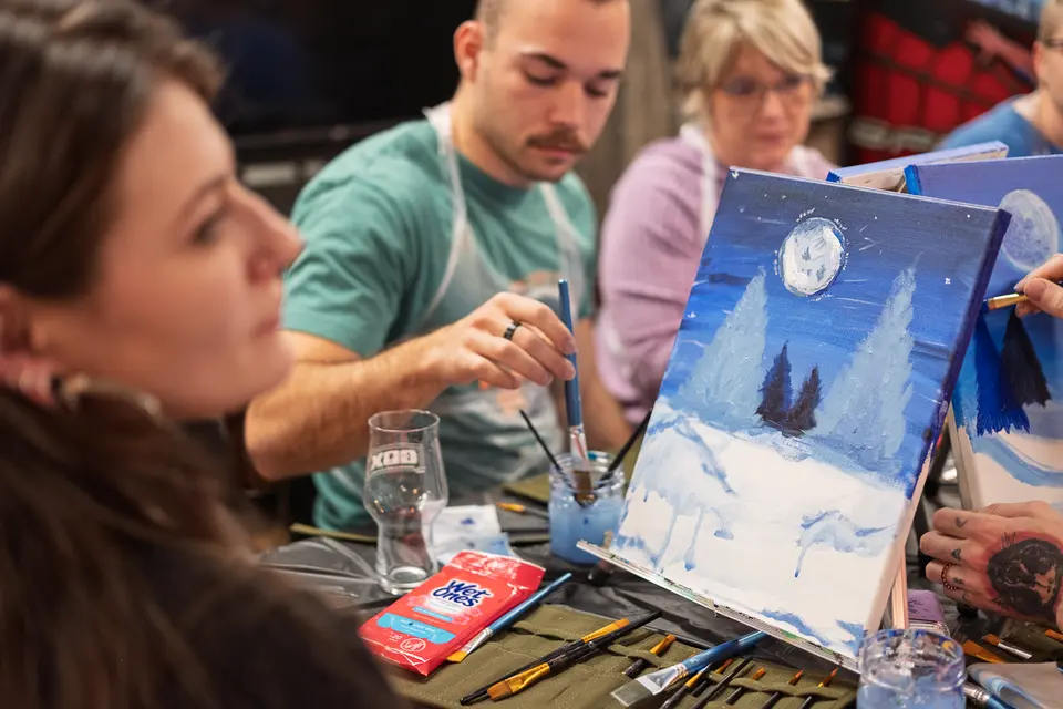 Photo 32 of 81, painting Snowman at Night at Greenville Beer Exchange