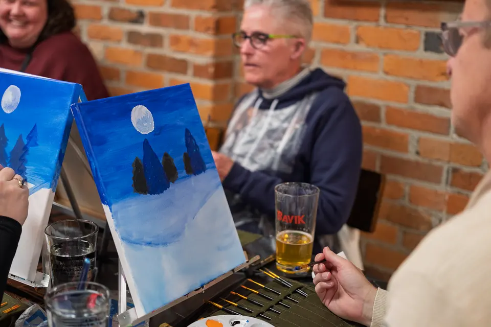 Photo 36 of 81, painting Snowman at Night at Greenville Beer Exchange