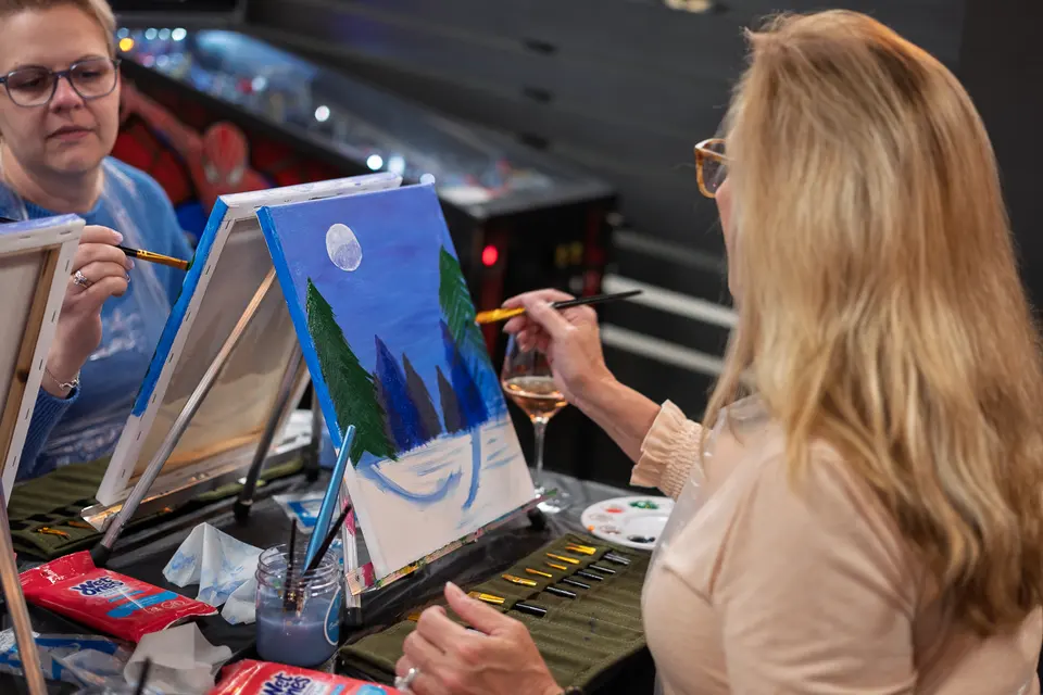 Photo 37 of 81, painting Snowman at Night at Greenville Beer Exchange