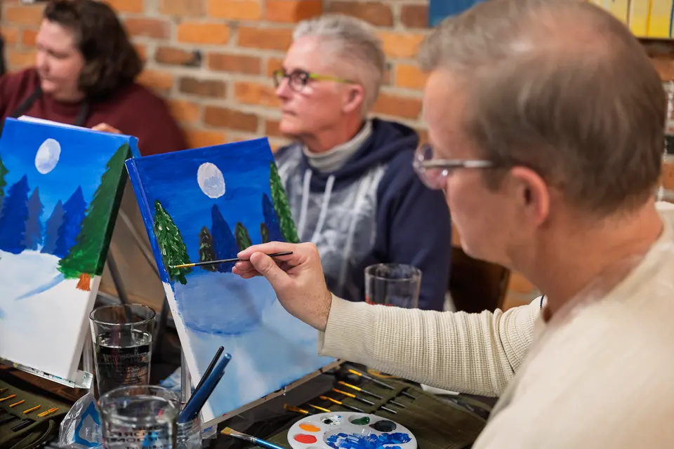 Photo 44 of 81, painting Snowman at Night at Greenville Beer Exchange