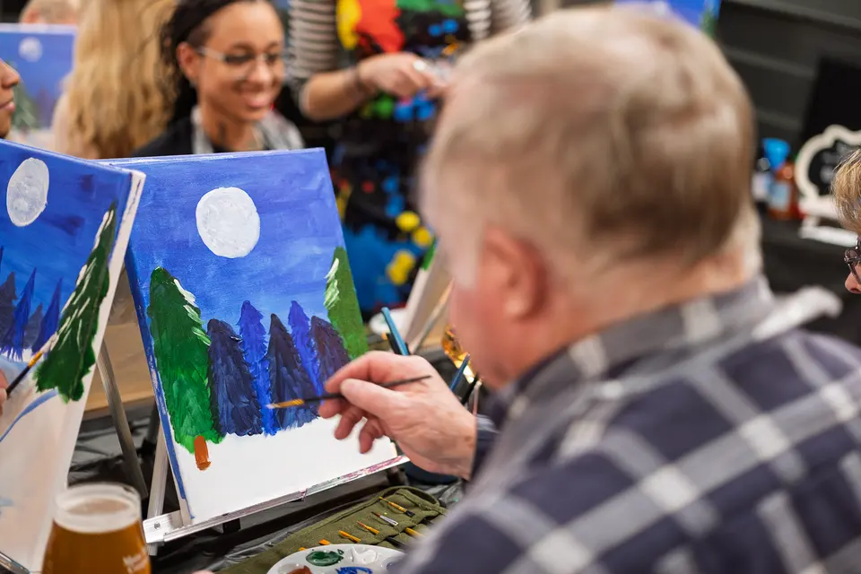 Photo 45 of 81, painting Snowman at Night at Greenville Beer Exchange