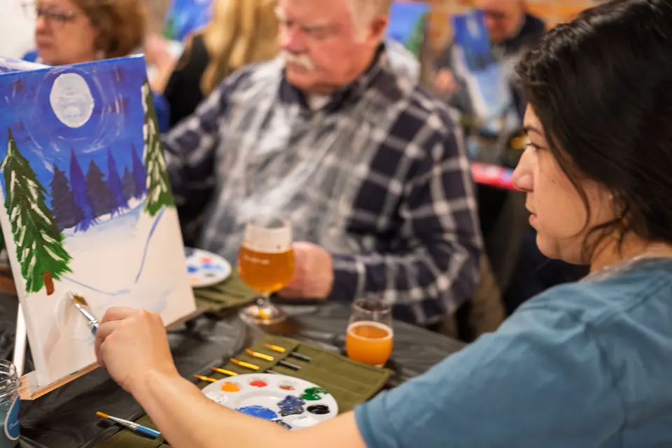 Photo 49 of 81, painting Snowman at Night at Greenville Beer Exchange