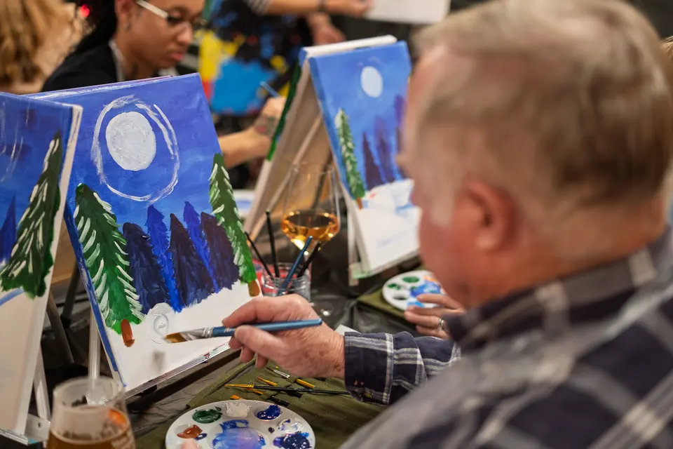 Photo 51 of 81, painting Snowman at Night at Greenville Beer Exchange