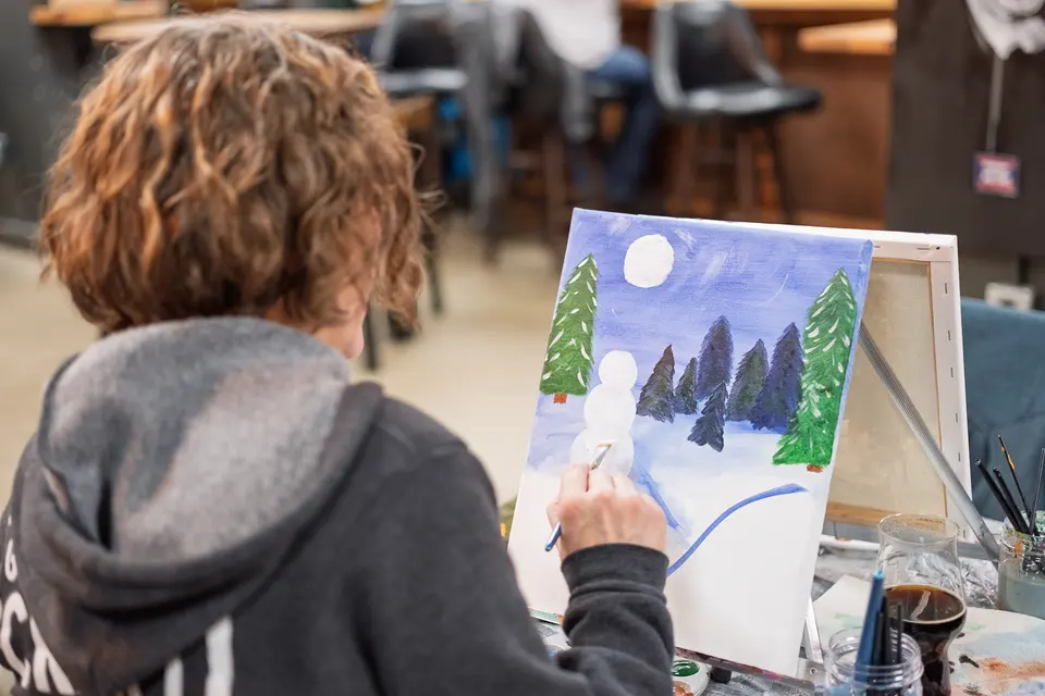Photo 55 of 81, painting Snowman at Night at Greenville Beer Exchange