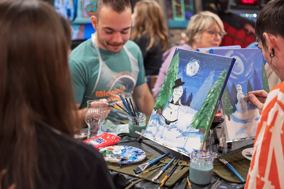 Photo 62 of 81, painting Snowman at Night at Greenville Beer Exchange