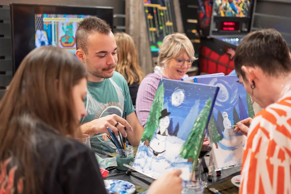 Photo 63 of 81, painting Snowman at Night at Greenville Beer Exchange