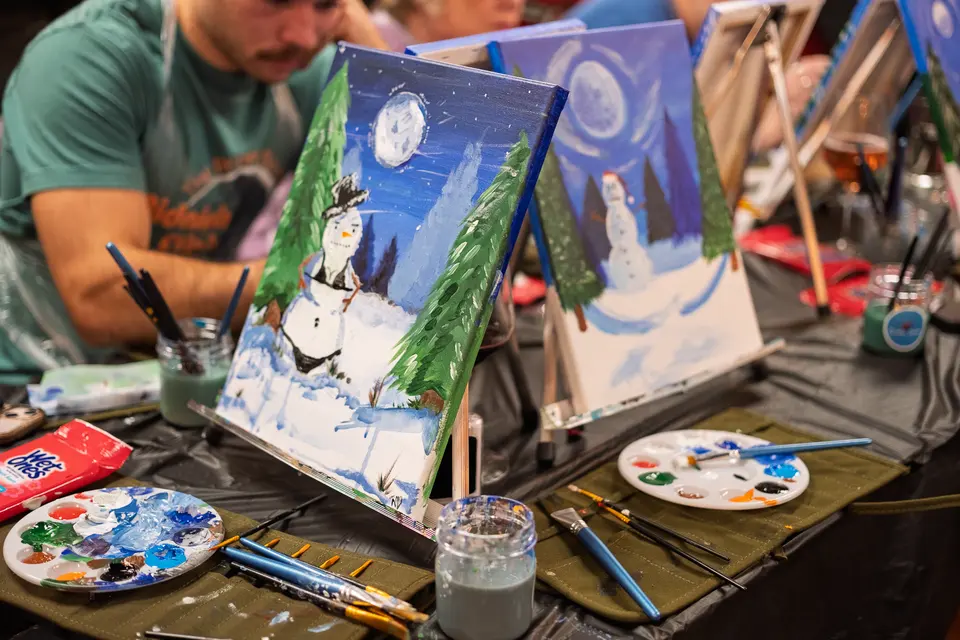 Photo 68 of 81, painting Snowman at Night at Greenville Beer Exchange