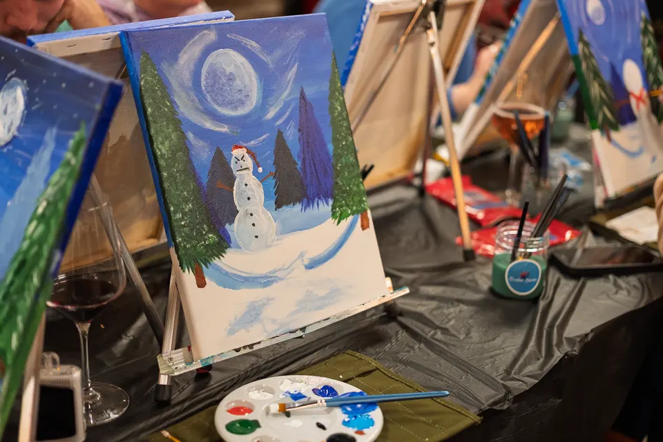 Photo 69 of 81, painting Snowman at Night at Greenville Beer Exchange