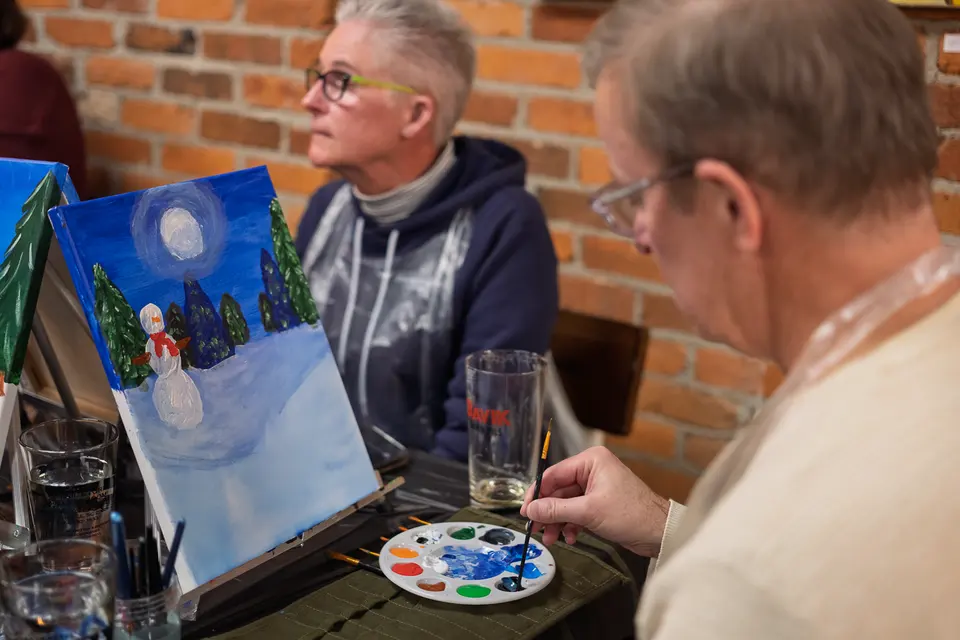 Photo 72 of 81, painting Snowman at Night at Greenville Beer Exchange