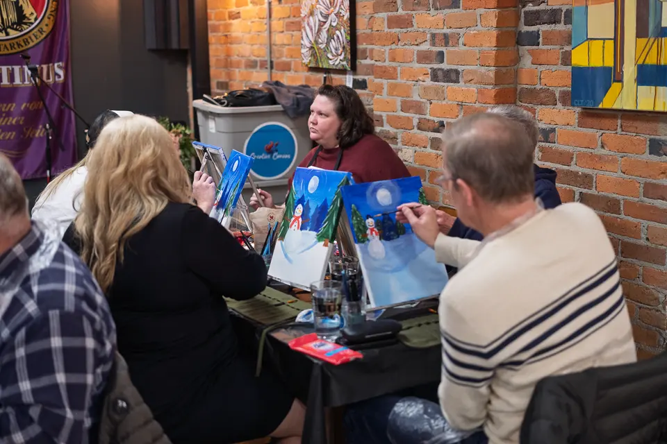 Photo 75 of 81, painting Snowman at Night at Greenville Beer Exchange