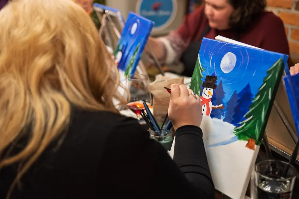 Photo 76 of 81, painting Snowman at Night at Greenville Beer Exchange