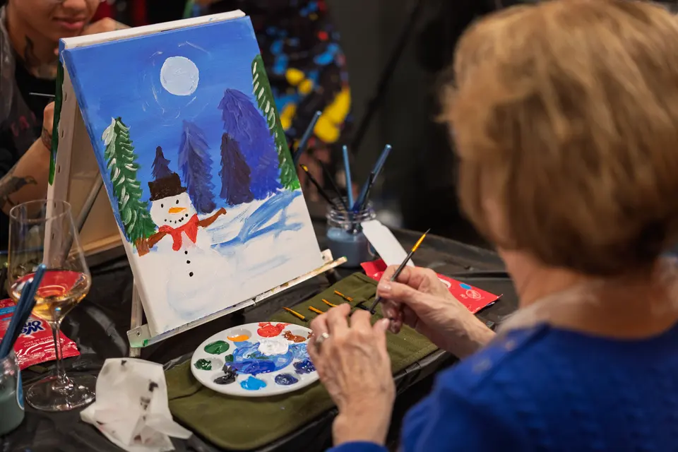 Photo 77 of 81, painting Snowman at Night at Greenville Beer Exchange