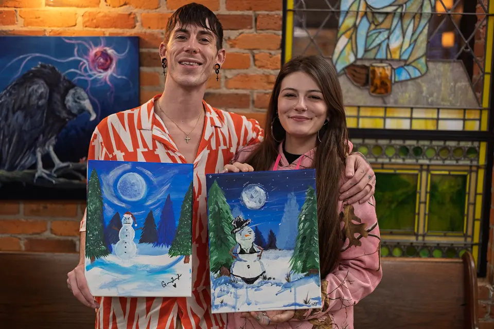 Photo 79 of 81, painting Snowman at Night at Greenville Beer Exchange